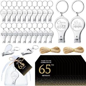 Zeyune 50 Sets 60th Birthday Party Favors for Guests Cheer to 60 Years Multi-functional Bottle Opener Nail Clippers with Thank You Card Organza Bags and Hemp Rope Anniversary Party Favors