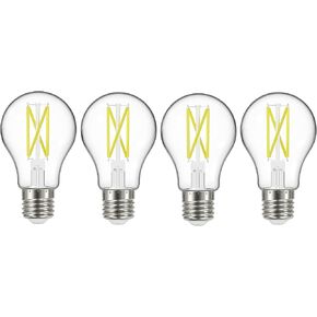 Satco S12437 A19 LED 4-Bulb Value Pack, 75W Replacement, 3000K, Clear