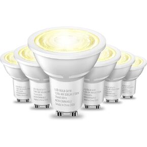 TJOY LED GU10 Light Bulbs 12 Pack, 5000K Daylight White GU10 Replacement for Recessed Track Lighting, 60W Equivalent, Non-Dimmable, 4W, 300LM LED Bulb for Kitchen, Range Hood