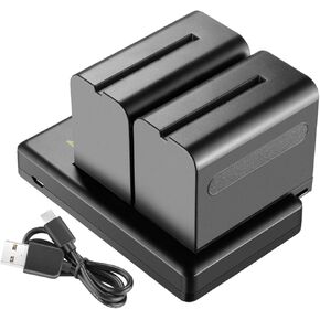 Neewer NP-F750 2-Pack 5600mAh Li-ion Replacement Battery with USB Charger, Compatible with Sony NP-F550 570 750 770 930 950 FM55H FM500H QM71 QM91 QM71D LED Light, Monitor, Motorized Slider