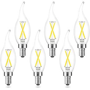 E12 Candelabra LED Light Bulbs Dimmable, 25 Watt Equivalent Chandelier Light Bulb, CA10 Flame Tip Candle Light Bulb, 5000K Daylight White, E12 LED Bulb for Ceiling Fan, Pendant, 3-Pack