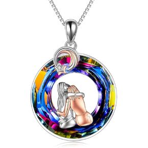 POPKIMI Sister Birthday Gifts from Sister 2 Sisters Necklace Sister Gifts from Sister Sister Necklaces Gifts for Sister Sister Gifts Sterling Silver Crystal Always My Sister Forever My Friend Pendant Necklace Fashion Jewelry Gifts for Women Girls Friend S