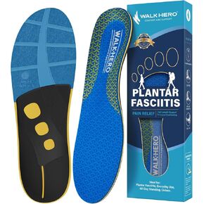 WalkHero Plantar Fasciitis Insoles - Arch Support Inserts for Men & Women, Orthotic Insoles for Arch Pain Relief, Reduce Muscle Fatigue Mens 6-6.5 | Womens 8-8.5