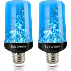 Bestview LED Flame Effect Light Bulbs,4 Modes Smart E26/E27 Base Flickering Fire Light Bulb with for Halloween, Christmas, Party, Porch, Indoor&Outdoor Home Decoration Lighting (Yellow 2 Pack) in Kuwait