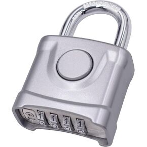 Heavy Duty Combination Lock Strong 4 Digit High Security Solid All Weather Combo Padlock Push Button Release Lock for Outdoor Garden Gate Gym Fence (One Touch Unlocking, Black, Normal Shackle) in Saudi Arabia