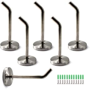Stainless Steel Screw in Hooks for Hanging Plants Utensil Hooks for Kitchen Wall Mounted Coat Hook Display Hook (6 PCS Screws Included)