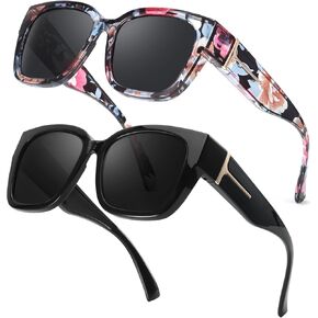 LVIOE Polarized Fit Over Sunglasses for Women Men, Oversized Square Over Glasses Sunglasses with UV Protection LS7511