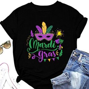 Mardi Gras قمصان للنساء ، إنها Mardi Gras لـ Y'all Tshirt Novelty Farmling New Orleans Parade Party Outfits