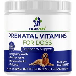 15-in-1 Postnatal Vitamins for Dogs - Enhances Recovery, Supports Joint Health, Skin & Coat Care - Probiotics & Multivitamins for Nursing Dogs - 120 Chewable Chicken Flavor Tablets