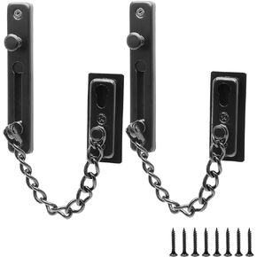 2 Pack Door Chain Lock Door Chain Guard with Spring, Anti-Theft Press Lock, Stainless Steel Heavy Duty Security Chain Locks for Door, Window and Home Security - Silver in Kuwait