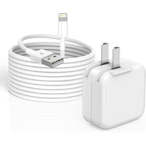 iPad Charger, [Apple MFi Certified] 10FT iPad Charger Cord, 12W Fast Charging Block Foldable Portable Travel Plug with Extra Long Lightning Cable Cord Compatible with iPad, iPhone, Airpod