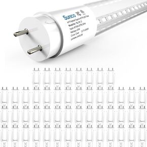 Sunco 50 Pack T8 LED Tubes 4FT Replacement for Fluorescent Bypass or Plug & Play 20W 2400 LM 5000K Daylight Ballast Compatible Single Ended or Double Ended Hybrid Type A+B Clear Lens ETL
