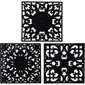 Silicone Trivets for Hot Dishes, Square Trivet Hot Pads for Kitchen Counter, Trivet Mat for Hot Pots and Pans, Thick Heat Resistant Mat for Quartzs, Kitchen Tabletops Pot Holder Set 3 Purple