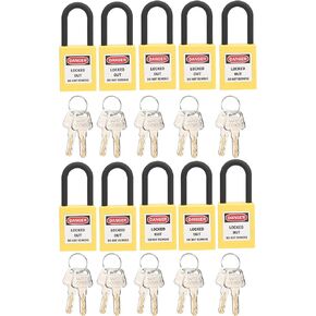 Lockout Lock, Dustproof Nylon PA Lockout Tagout Locks Set Industrial Engineering Insulation Security Tool Safety Padlocks for Factories Industrial Sites 10 Sets 38mm (Red)