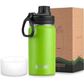 koodee Insulated Water Bottle, 32 oz Stainless Steel Double Wall Vacuum Wide Mouth Sport Bottle with Leakproof Spout Lid (Apple Green)