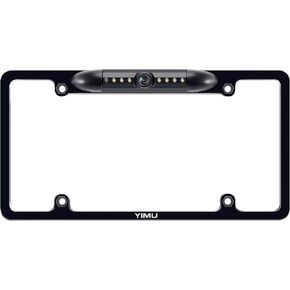YIMU License Plate Frame Backup Camera HD Rear View Reverse Camera with 7 LED Night Vision 170 Degree Viewing Angle, Waterproof, for Cars/SUV/Pickup/Truck/Van/RV/Trailer Single Power Rear View System