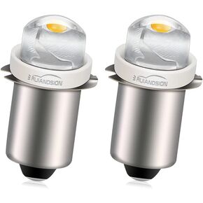 Ruiandsion 2pcs P13.5S LED Bulb 3-18V COB 0.5W 3V 4.5V 6V 9V 18V Upgrade for Flashlight Torch Work Lights,White