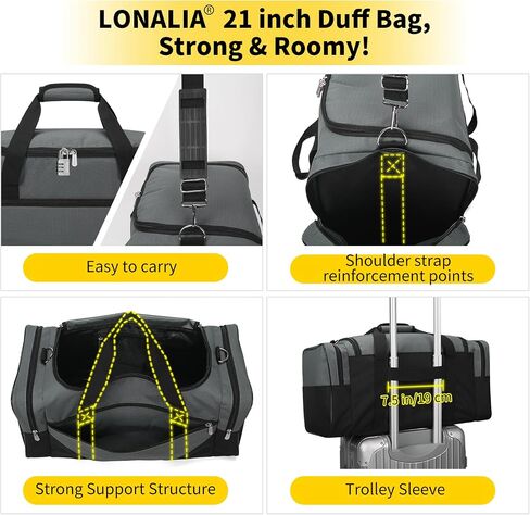 Gym Bag Sport Duffle Bag for Men - 21 in Weekender Travel Bag with Trolley Sleeve (Black) in Saudi Arabia