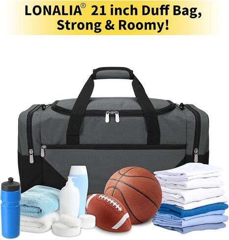 Gym Bag Sport Duffle Bag for Men - 21 in Weekender Travel Bag with Trolley Sleeve (Black) in Saudi Arabia