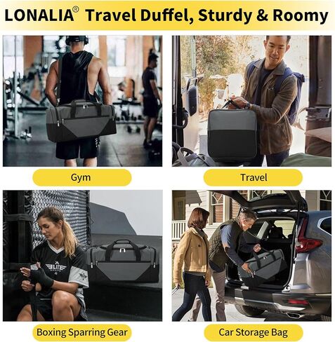 Gym Bag Sport Duffle Bag for Men - 21 in Weekender Travel Bag with Trolley Sleeve (Black) in Saudi Arabia