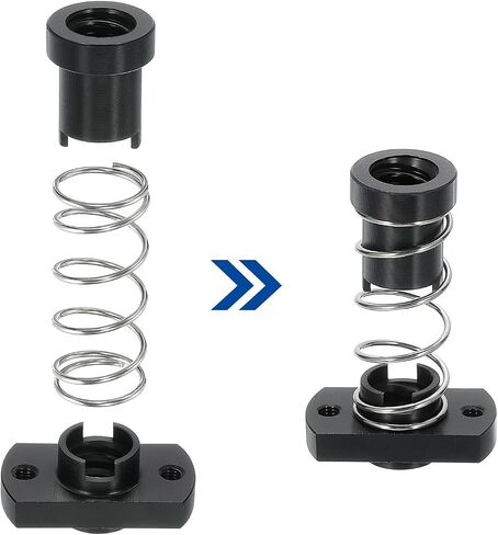 uxcell 2 Pcs Tr8x8 T8 POM Anti Backlash Spring Loaded Nut, Elimination Gap Nut (Acme Thread, 2mm Pitch, 4 Start, 8mm Lead) with 2-M3 Holes for DIY CNC 3D Printer Parts in Saudi Arabia