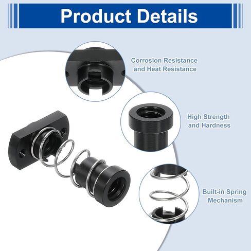 uxcell 2 Pcs Tr8x8 T8 POM Anti Backlash Spring Loaded Nut, Elimination Gap Nut (Acme Thread, 2mm Pitch, 4 Start, 8mm Lead) with 2-M3 Holes for DIY CNC 3D Printer Parts in Saudi Arabia