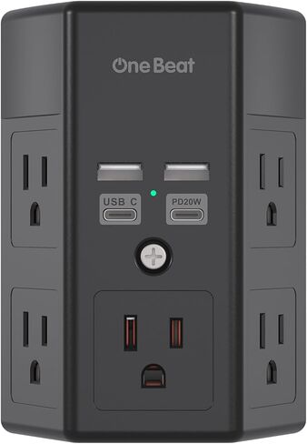 Surge Protector, 5 Outlets Extender with 4 USB Ports(USB C), 3-Side 1800J Power Strip Multi Plug Outlet Expander, Charger, Outlet Splitter Adapter Wall Mount for Home Travel Office ETL Listed in Saudi Arabia