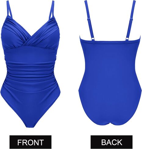 AI'MAGE Women's One Piece Ruched Swimsuit 2025 Tummy Control Bathing Suits Sexy V Neck Swimwear Teal L in Saudi Arabia