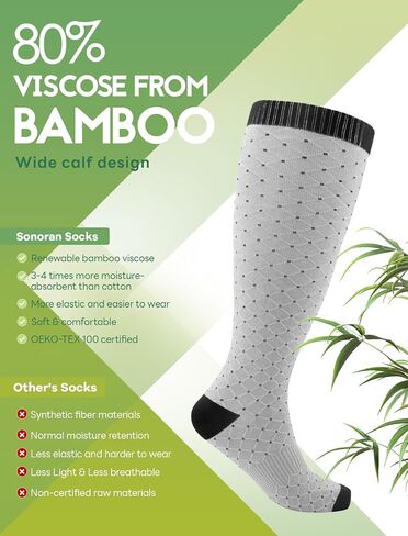 Plus Size Compression Socks for Women Wide Calf (2 Pairs) 15-20mmHg Bamboo Viscose Knee High Sock Support for Nurses Pregnancy Travel XXXL（Gray&Pink） in Saudi Arabia