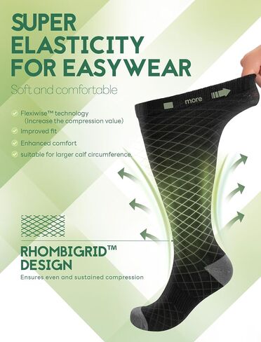 Plus Size Compression Socks for Women Wide Calf (2 Pairs) 15-20mmHg Bamboo Viscose Knee High Sock Support for Nurses Pregnancy Travel XXXL（Gray&Pink） in Saudi Arabia