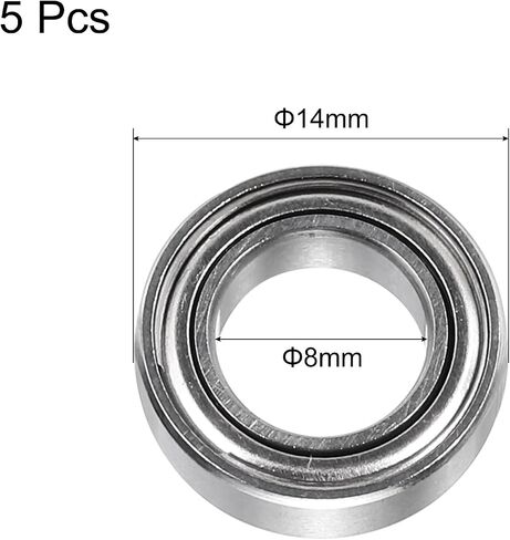 uxcell 5Pcs SMR85ZZ Stainless Steel Ball Bearing 5mm x 8mm x 2.5mm Double Shielded Bearings (ABEC3) in Saudi Arabia