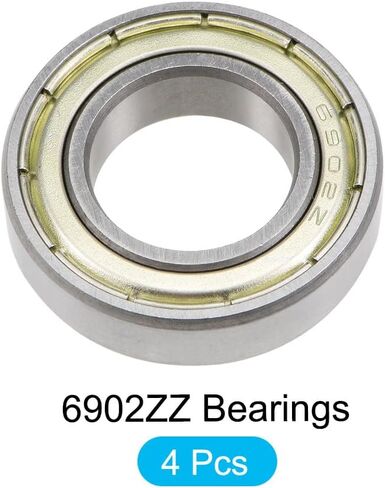 METALLIXITY Deep Groove Ball Bearings (6902ZZ, 15mm x 28mm x 7mm) 4Pcs, Carbon Steel Double Shielded Industrial Bearings - for Industrial Micro Motor in Saudi Arabia