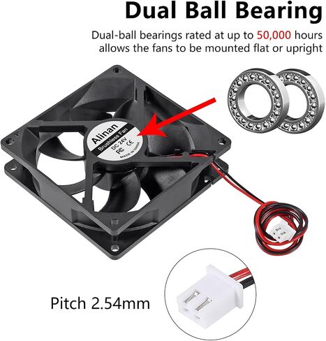Alinan 2pcs 9225 92mm x 25mm 12V Dual Ball Bearings Brushless Fan 2Pin DC Cooling Exhaust Fan for Radiator DIY Air Exhaust Vent Cooling in Saudi Arabia