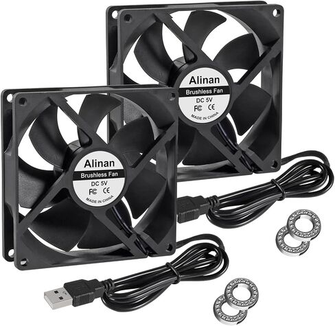 Alinan 2pcs 9225 92mm x 25mm 12V Dual Ball Bearings Brushless Fan 2Pin DC Cooling Exhaust Fan for Radiator DIY Air Exhaust Vent Cooling in Saudi Arabia
