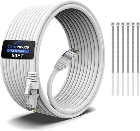 كابل Ethernet 30 قدمًا ، كابل Cat 6 تصحيح ، كابل إنترنت Cat6 ، كبل شبكة UTP ، داخلي وخارجي ، Poe ، 24Awg CCA ، متوافق مع الكمبيوتر الشخصي ، الكمبيوتر المحمول ، جهاز التوجيه ، التبديل ، الخادم ، مع 25 روابط كابل - أبيض in Kuwait