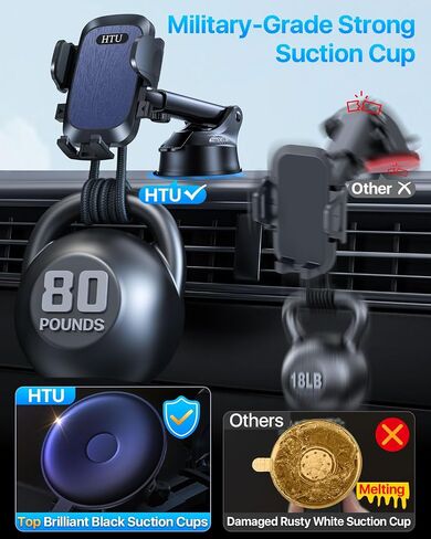 2024 Ultimate Car Phone Mount【80+LBS Strongest Suction & Military-Grade】【Patent & Safety Certs】 Cell Phone Holder Truck Stand for Dashboard Windshield Vent for iPhone 15 Pro Max 14 13 Samsung, Black in Saudi Arabia
