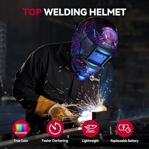 ARCCAPTAIN True Color Auto Darkening Welding Helmet, Solar Powered Welding Hood, 1/1/1/1 Top Optical Clarity Welding Mask, Wide Shade 4/9-13 for TIG MIG ARC Weld Grinding Welder Helmet in Saudi Arabia