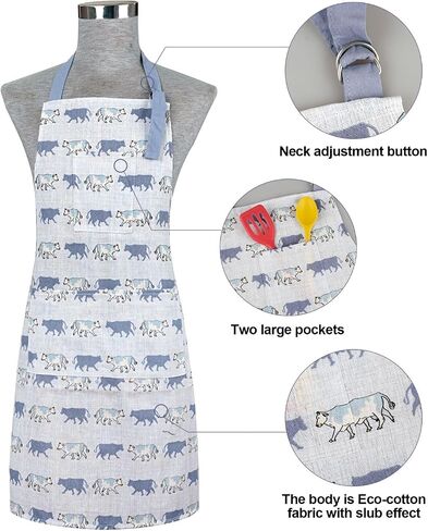 Oven Mitts and Pot Holders with Chef Apron,set of 5 Heat Resistant Kitchen Gloves and Silicone Non-Slip Potholders Adjustable Neck Buckle Chef Apron, Cotton Nice Design for Cooking (Rooster) in Saudi Arabia