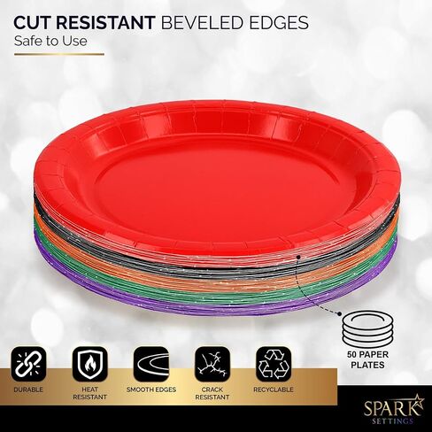 Disposable Paper Plates Red, 6 3/4 Inches Paper Dessert Plates, Strong and Sturdy Disposable Plates for Party, Dinner, Holiday, Picnic, or Travel Party Plates, Pack of 50 in Saudi Arabia