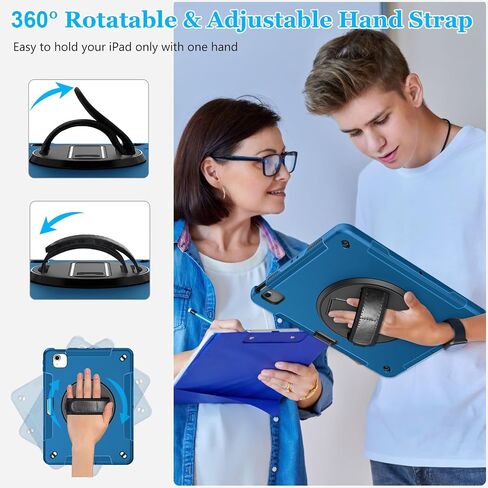 Case for iPad Pro 12.9 2022 6th Generation/2021 5th Gen: Military Grade Silicone Protective Cover for iPad 12.9 2020 Inch 4th Gen W/Pencil Holder - Stand - Handle - Shoulder Strap Black in Kuwait