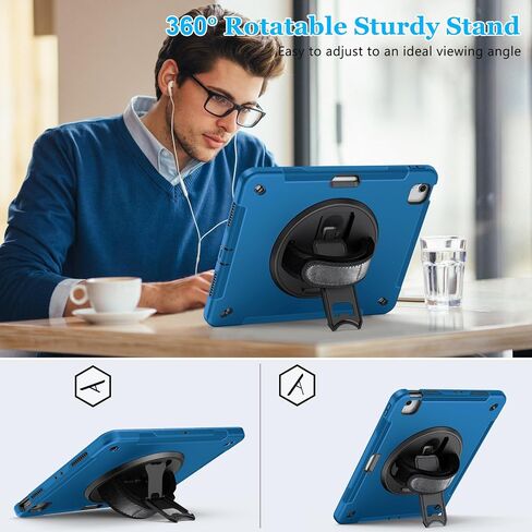 Case for iPad Pro 12.9 2022 6th Generation/2021 5th Gen: Military Grade Silicone Protective Cover for iPad 12.9 2020 Inch 4th Gen W/Pencil Holder - Stand - Handle - Shoulder Strap Black in Kuwait