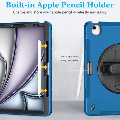 Case for iPad Pro 12.9 2022 6th Generation/2021 5th Gen: Military Grade Silicone Protective Cover for iPad 12.9 2020 Inch 4th Gen W/Pencil Holder - Stand - Handle - Shoulder Strap Black in Kuwait