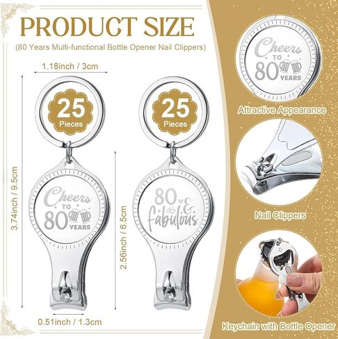 Zeyune 50 Sets 60th Birthday Party Favors for Guests Cheer to 60 Years Multi-functional Bottle Opener Nail Clippers with Thank You Card Organza Bags and Hemp Rope Anniversary Party Favors in Kuwait