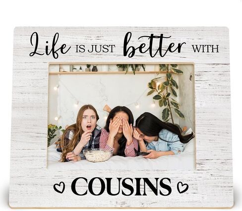 Cousins Picture Frame, Cousin Frame, Cousin Gifts for Women Men, Gifts for Cousins Female, Life is Just Better with Cousins Wood Photo Frame for 4x6 Photos, Cousins Gifts from Cousins in Kuwait