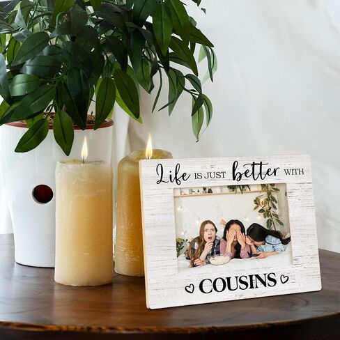 Cousins Picture Frame, Cousin Frame, Cousin Gifts for Women Men, Gifts for Cousins Female, Life is Just Better with Cousins Wood Photo Frame for 4x6 Photos, Cousins Gifts from Cousins in Kuwait