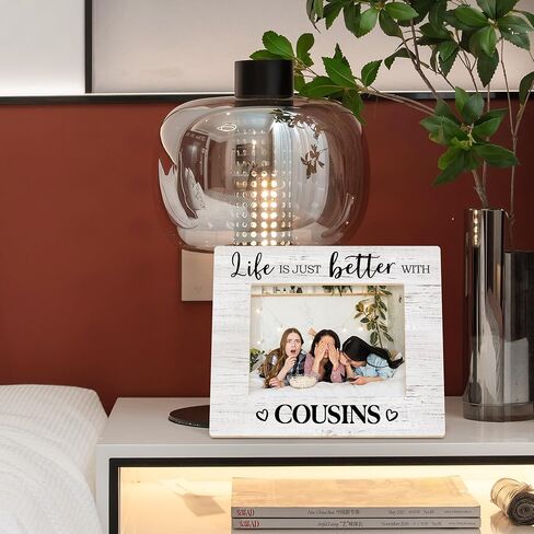 Cousins Picture Frame, Cousin Frame, Cousin Gifts for Women Men, Gifts for Cousins Female, Life is Just Better with Cousins Wood Photo Frame for 4x6 Photos, Cousins Gifts from Cousins in Kuwait