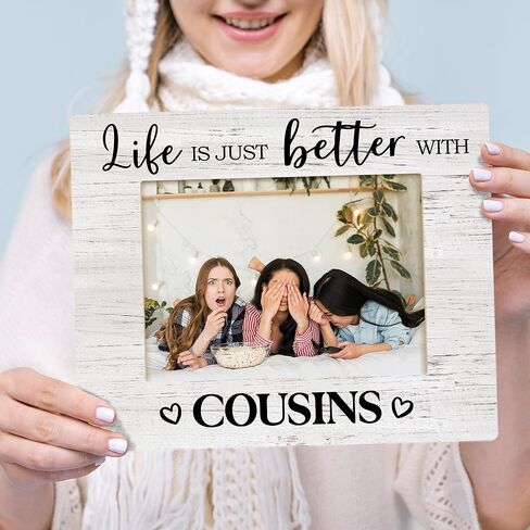 Cousins Picture Frame, Cousin Frame, Cousin Gifts for Women Men, Gifts for Cousins Female, Life is Just Better with Cousins Wood Photo Frame for 4x6 Photos, Cousins Gifts from Cousins in Kuwait