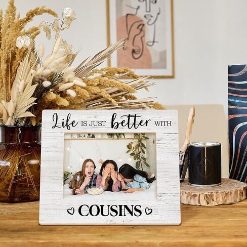 Cousins Picture Frame, Cousin Frame, Cousin Gifts for Women Men, Gifts for Cousins Female, Life is Just Better with Cousins Wood Photo Frame for 4x6 Photos, Cousins Gifts from Cousins in Kuwait