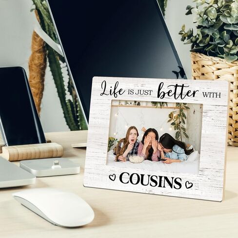 Cousins Picture Frame, Cousin Frame, Cousin Gifts for Women Men, Gifts for Cousins Female, Life is Just Better with Cousins Wood Photo Frame for 4x6 Photos, Cousins Gifts from Cousins in Kuwait