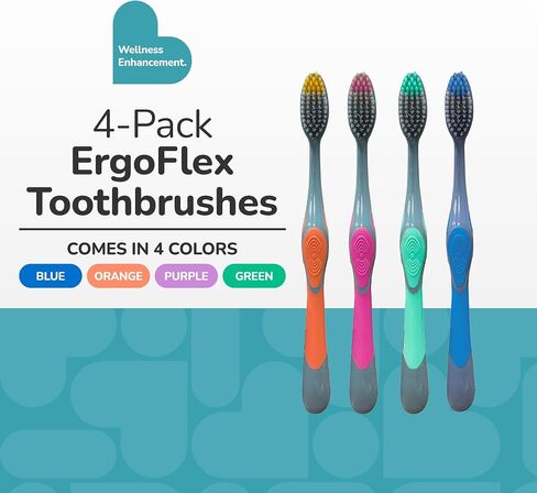 BioSwiss Toothbrush, ErgoFlex Pack of 12 Toothbrushes with Rubber Grips, Oral Care and Plaque Removal, Travel Friendly in Saudi Arabia